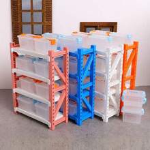 1 Set Lemari Penyimpanan Mini, Rak Organizer, Rak Gudang Berlapis-lapis, Rak Pajangan Supermarket, Rak Penyimpanan yang Dapat Diatur untuk Makanan Miniatur dan Model Mainan, dengan Pegangan - Pengatur Plastik Kokoh, untuk Dekorasi Rumah, Peralatan Fotografi dan Perlengkapan Belanja - Putih, dengan Tutup Biru dan Oranye, Lemari Penyimpanan Perlengkapan Belanja | Cocok untuk Adegan Menyenangkan - MultiWarna - View 8