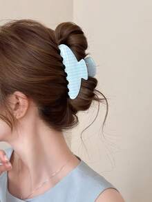 1件女款條紋亮面髮夾，甜美馬卡龍色髮抓夾，休閒日常髮飾 - 彩色 - 查看 6
