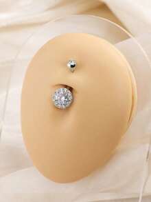 5pcs Elegant Multi-Style Rhinestone Belly Button Rings, Suitable For Daily Wear And Summer Beach Body Piercing Jewelry, Exquisite Sparkling Piercing Jewelry Set - Silver - View 9