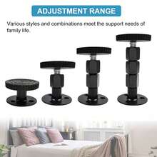 2pcs Black Adjustable Bed Frame Anti-Shake Tool, 1.1-4.5 Inch Threaded Bed Head Stopper, Bed Head Anti-Loosening Anti-Shake Fixer, Bed Head Wall Buffer Protection Pad, Anti-Squeak Anti-Shake Fixing Tool, Suitable For Cabinets, Desks, Sofas, Doors - Black - View 2