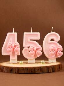 1pc Pink Bow Birthday Candle, Pink Glitter Sequin Decorated Number Candle 0-9, Romantic Gift For Best Friend, Mother, Girlfriend, Suitable For Birthday Party Cake Decoration, Creating Atmosphere, Christmas, Halloween Decoration, Baking Insert Decoration, Suitable For Girls, Children, Adults, Also Can Be Used For Ceremony Supplies, Gifts, Graduation Ceremony, Wedding And Other Occasions, Girl Photography Props, And Reliable - Multicolor - View 11