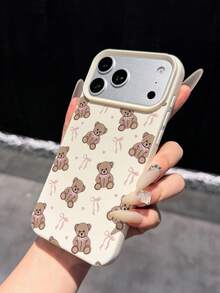 Fresh Sweet Bow Bear Pattern Lychee Texture Anti-Drop Soft Phone Case Compatible With Apple 18promax/17promax16/15/14/13/12/11/XR/XS/15plus And Other Models Holiday Gift - Multicolor - View 5