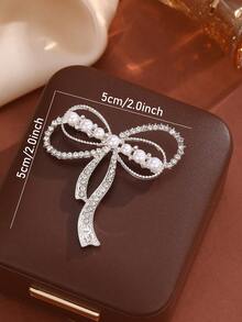 1pc European & American Style Tulip Bow Full Rhinestone Brooch, Decorative Accessory For Suit, Cheongsam, Coat, Bag, Sweater, Jacket, Suitable For Daily Wear, Party, Gift - Bg-0968-1 - View 5