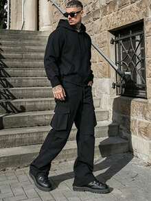 Men's Autumn/Winter Multi-Pocket Sports Outdoor Long Pants Casual Fashion Cargo Pants - Black - View 2