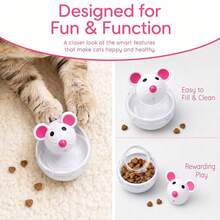 Mouse-Shaped Cat Treat Dispenser Toy, Interactive Rolling Food Puzzle Feeder, Suitable For Cats And Small Dogs, Enrichment Toy To Stimulate Pet's Sense Of Smell, Indoor Pet Slow Feeding Game - Multicolor - View 4