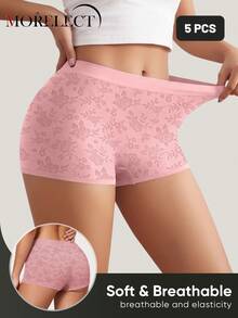 Morelect 5pcs/Pack Women's Low Waist Seamless Panties, Seamless, Comfortable & Breathable, Printed, Sexy - Multicolor - View 4