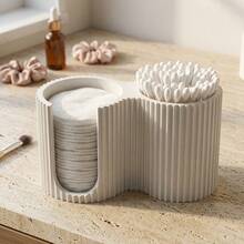 Coffee Storage Box, Multi-Purpose Storage Box, Suitable For Kitchen, Bathroom, Living Room, Minimalist Striped Makeup Storage Box, Creative Cotton Swab & Cotton Pad Integrated Holder, 2-In-1 Bathroom Cotton Swab Box, Sink Countertop Tidy Decor, Bedroom Vanity High-Value Decoration - Multicolor - View 3