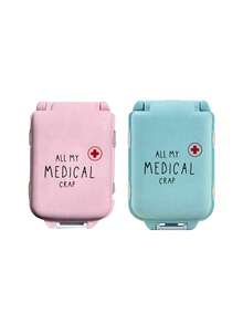 8-Slot Portable Multi-Layer Pill Case With "ALL MY MEDICAL CRAP" Text, Moisture-Proof Travel Medicine Storage Box, Reusable Medication Organizer Suitable For Men & Women, Daily Pill Planner Carry Case, Travel Medical Kit, Household & Dorm Essential Accessory For Vitamins & Supplements - Multicolor - View 19