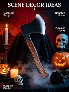 Halloween Realistic Foam Axe Prop, Non-Sharp Simulated Hand Axe, Role Play Theme Party Decoration Toy - Multicolor - View 2