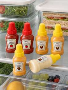 12/8/4/2pcs Bento Boxes, Tourism Mini Seasoning Bottle, Bento Box Seasoning Organizer,Portable Salad Dressing Bottles With Lid, Mini Sauce Bottles, For Office,Camping And Picnic, For Sauce, Spice And Jam, Kitchen Organizers And Storage, Kitchen - Multicolor - View 4