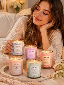 1PC Home Aromatherapy Candle Large Jar Plant Wax Smokeless Fragrance Glass Cup Essential Oil Indoor Scented Candle - C - View 1