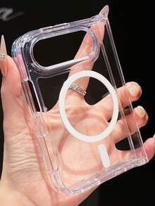 Minimalist Fashion Transparent Magnetic Phone Case, Compatible With IPhone 18 Ultra, Supports Foldable Wireless Charging, Hard PC Shockproof Protective Shell - Clear - View 6