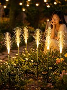 Solar Powered Fiber Optic Reed Lights, Waterproof Outdoor Solar Lights, Color Changing Dual Jellyfish Star Shaped Solar Garden Lights (Suitable As Christmas Outdoor Garden Decoration Gift, Perfect Gift For Women) - Fiber Optic Reed - View 11