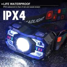 KENSUN 1pc Rechargeable Headlamp With Motion Sensor, Portable LED Headlight, Waterproof Headlamp Flashlight, Suitable For Camping, Fishing And Other Outdoor Activities, Camping Accessories - As Shown In the Figure - View 9