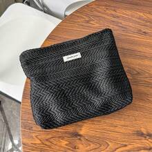 1pc Woven Multi-Functional Storage Bag (Multiple Colors Available) Bohemian Style Square Zipper Pouch Women Floral Bag Minimalist Fashion Cosmetic Organizer Back To School Bathroom Use.Holiday Essentials Toiletry Bag Beach Bag - Multicolor - View 5