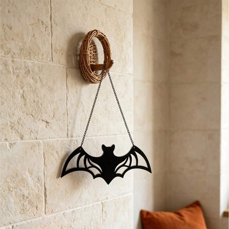 Halloween Skull Hollow Bat Acrylic Hanging Ornament Dark Door Wall Decor - Halloween - View 1