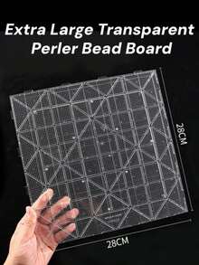 1pc Large 104-Hole Square Transparent White Perler Bead Template Board With Scale, Glitter Heat Transfer Paper For Shiny Gradient Effect, Perler Bead DIY Tool Kit, Perler Bead Crafting Materials, Birthday Gift And Holiday Party Small Gift, Back To School Season - Mixed - View 1