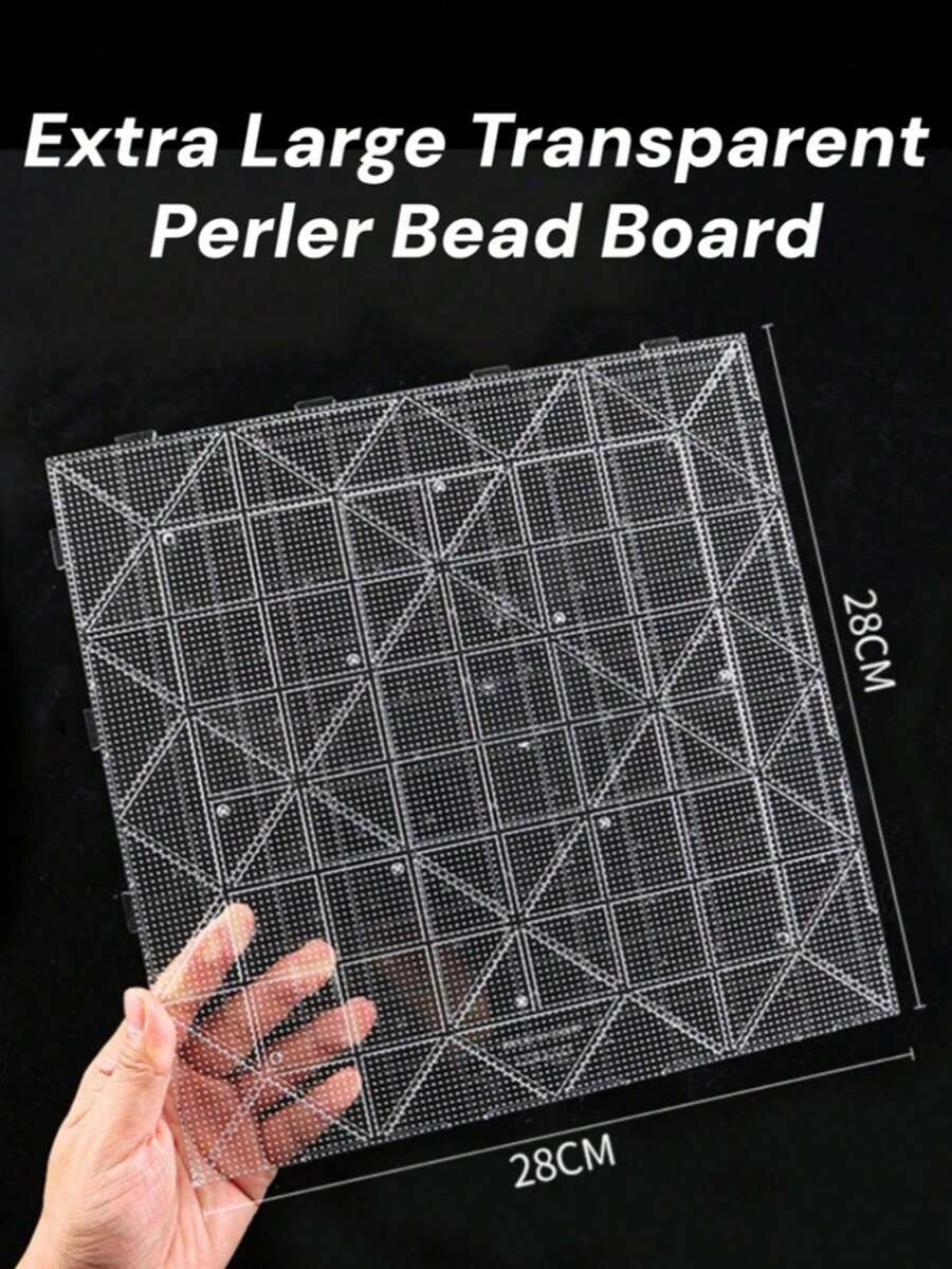 1pc Large 104-Hole Square Transparent White Perler Bead Template Board With Scale, Glitter Heat Transfer Paper For Shiny Gradient Effect, Perler Bead DIY Tool Kit, Perler Bead Crafting Materials, Birthday Gift And Holiday Party Small Gift, Back To School Season - Mixed - View 1