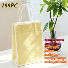 Halloween Christmas Gift 20/100pcs Small Kraft Paper Gift Bags With Handles, Kraft Paper Bags, Shopping Bags, Retail Bags, Gift Bags, Easy To Categorize, Convenient To Store, Suitable For Weddings, Party Gift Packaging - Vertical 15*8*21CM - View 9
