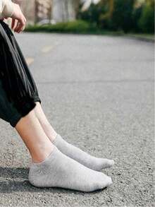 10 Pairs Women's Pure Cotton Invisible Socks, White/Grey/Black, Spring/Summer Style, Mesh Breathable, Suitable For Daily Wear - Multicolor - View 7