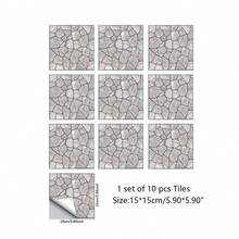 10pcs PVC Self-Adhesive Pebble Texture Floor/Wall Tiles, Modern Rustic Grey Faux Stone Design, Peel And Stick Removable Trimmable DIY Renovation, Suitable For Kitchen, Bathroom, Entryway, Balcony, Living Room Wall And Floor Decor - 10Pcs - View 13