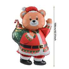 1pc Standing Backpack Christmas Bear Foil Balloon, Suitable For Christmas Party Decoration, Theme Party Setup, Mall Atmosphere Decoration, Christmas Photo Props, Christmas Atmosphere Decoration, Winter Theme Setup - View 6