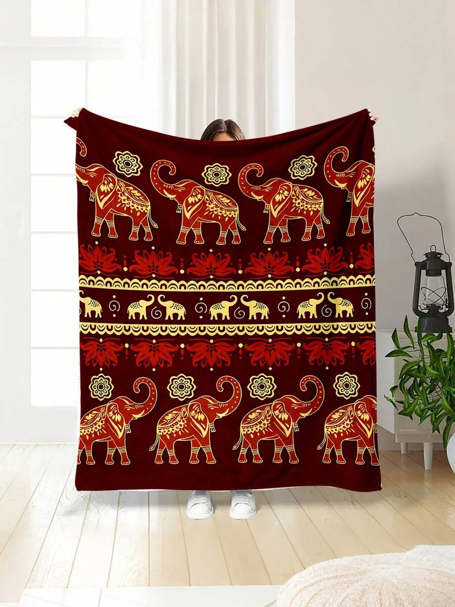 1pc Modern Minimalist Soft Comfortable Blanket, Animal Floral Pattern, Multi-Purpose Throw For Sofa, Bed, Outdoor Camping, Leisure, Suitable For Home, Picnic, Travel, All Seasons, Gift For Family And Friends - Multicolor - View 1