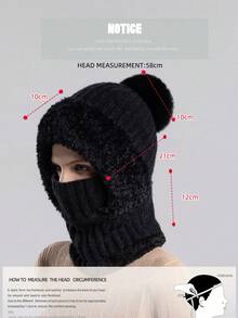 JOYLORD 1pc Women's Winter Knitted Hat Scarf Mask All-In-One Cap, Windproof Thermal Lined Warm Woolen Hat For Cycling - Hooded Bodysuit - View 6