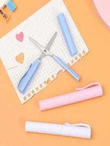 1pc Mini Portable Scissors - 2-In-1 Folding Scissors, Compact, Sharp Creative Stationery, Mini Folding Student Art Scissors, Portable Multi-Function Scissors Blade, Suitable For Crafts, DIY And Daily Use, Students, Office And Travel - Multiple Styles - View 5