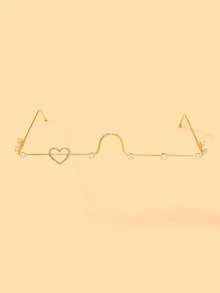 outingfit 1pc Bohemian Gold Rhinestone Heart Decor Glasses Frame For Women, Sparkling Geometric Face Accessory, Suitable For Music Festivals, Beach Parties, Vacation Outfits - W - View 8