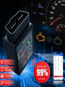 OBDII Bluetooth Car Scanner, Wireless OBD2 Automotive Diagnostic Tool, Check Engine Fault Code Reader & Clearer, Real-Time Live Data Monitor, Vehicle Information Reader, Plug & Play Car Diagnostic Scanner For Auto Maintenance - Black - View 10
