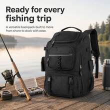Feature‑Rich Fishing Gear Daypack, Multi‑Pocket Storage Rucksack For Organizing Angling Supplies In Different Outdoor Activity Scenarios - Black - View 8