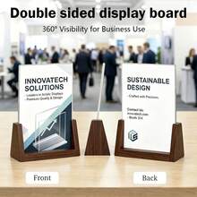 2pcs Acrylic Transparent Display Stand, Solid Wood U-Shaped Base Sign Holder, Horizontal And Vertical Detachable Slide-Out, Suitable For Pictures, Certificates, Various Displays, Promotional, Restaurant Menu, Documents, Photo Memorial, Office Or Desktop Display Stand, Home Decor, Certificate Display, Party Display - Multiple Specifications - View 10