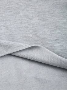 Sudadera corta casual de primavera para mujer con estampado de mariposa bordado, de un solo color y manga larga con hombros oblicuos - Gris Claro - Ver 5
