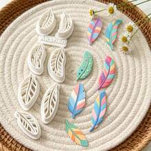 8Pcs Boho Style Feather Polymer Clay Cutters, Leaf Feather Pattern Clay Molds, DIY Handmade Earring Pendant Jewelry Craft Making Tools - 8pcs - View 2