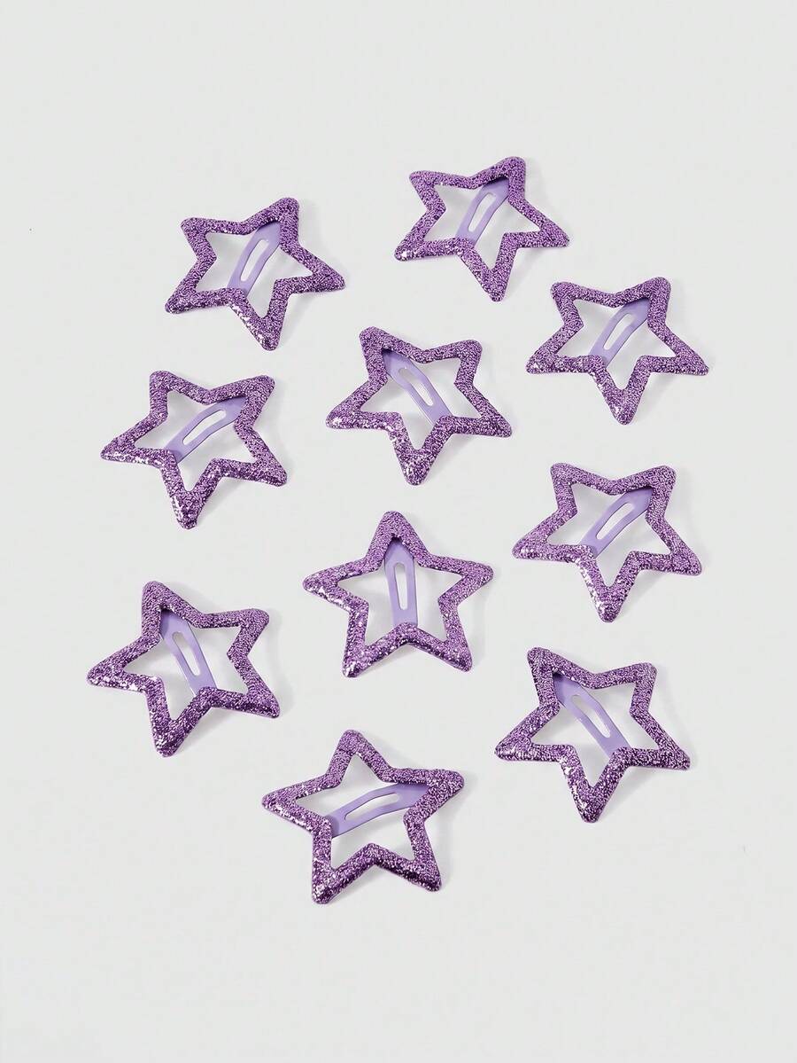 MortiRose 20pcs Women Glowing Silver Star Hair Clips, Hair Accessories Including Bangs Clips, Luminous Hair Clips For Concerts & Parties Claw Clips Hair Claws - Purple - View 1