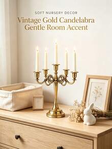 5‑Arm Gold Metal Candelabra Vintage Ornate Candle Holder No Candles Included Tabletop Centerpiece Decor For Dining Wedding Party Mantel Home Ornament Housewarming Gift - Multiple Styles - View 1