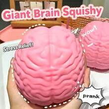 1pc Realistic Brain Squeeze Stress Relief Toy, Soft Stretchable TPR Material Brain Shaped Soft Toy, Funny Prank Anxiety Relief Hand Toy, Suitable For Adults And Children, Party Gift, Halloween Independence Day Gift - Multicolor - View 2