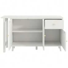 2-In-1 Multifunctional Desk And Sideboard – 360° Swivel, 3 Doors 1 Drawer – Elegant Computer Desk, Corner Desk, Vanity, Desk, Sideboard - White - View 3
