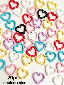 10/20/30/60/100pcs Random New Colorful Cartoon Heart Spring Buckle Adjustable Clasp, Suitable For Jewelry, Clothing, Holiday DIY Keychain Accessories - Multicolor - View 15