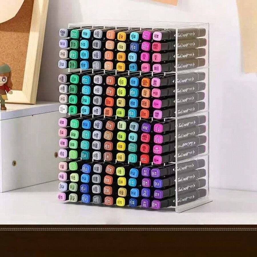 Collapsible 40/108/144/256pcs Art Marker Storage Rack, Watercolor Brushes, Pens, Colored Pencils Desktop Organizer - Multicolor - View 1