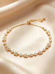 Sparkling Cherry Blossom Pull Bracelet, Small Flower Series, With Decoration - Multi-Functional High-End Accessory From Ins-Inspired Niche Series, Perfect For Elegant - A - View 2