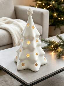 Christmas Tree-Shaped Lampshade, Nightlight Cover, Holiday Decoration, Star-Cutout Ambient Light Shade; Minimalist 3D-Printed Christmas Tree Lampshade-A Creative Tabletop Ornament For The Bedroom. - Multicolor - View 4