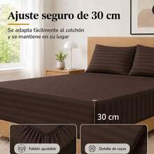 HOGAR YUME Sheet Sets With Pillowcases - Coffee Brown - View 7