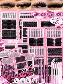 SEXYSHEEP 2502PCS Lash Cluters Kit, Lash Book, D Curl Lash Clusters, 60D 80D 100D, Lashes Wispy, DIY Lash Clusters Kit With Lash Bond And Seal, Remove, Brush , Tweezers, For Self At Home DIY Lash Extension Kit, Lash Lift, Fake Lashes, Lash Cluters Kit - Multicolor - View 10