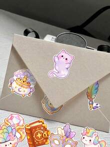 50pcs Magic Animal Stickers, Cute Wizard Stickers, Suitable For Planner Notebook Phone Case, Kawaii Fantasy Design, Waterproof, Perfect For Daily Aesthetic Decoration - Multicolor - View 9