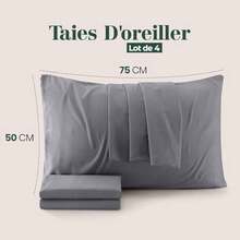 Lot de 4 taies d'oreiller, 50 x 75 cm - Gris | Oeko-TEX - Microfibre brossée, 100% Polyester, avec Fermeture enveloppe (Oreiller - Gris - Voir 2