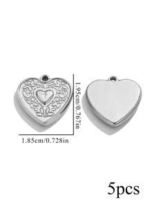 5pcs Stainless Steel 18K Gold-Plated Charms: Fashionable Heart-Shaped Flower Pendant Necklace And Earrings-DIY Jewelry Making Bag Charms Trinkets - Pendants - View 13