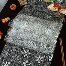 1pc Holiday Gold Snowflake Tablecloth, Shiny Sequin Foil Design, Polyester Woven Rectangular Tablecloth, Suitable For Events, Weddings, Birthdays And Christmas Parties - Silver Snowflake Table Runner - View 4