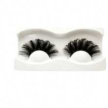 1 Pair Cross Style Voluminous Curly Faux Cat Eye 3D Mink Lashes Winged Natural Realistic Messy Outer Corner Long Thick Soft False Eyelashes - Black - View 8